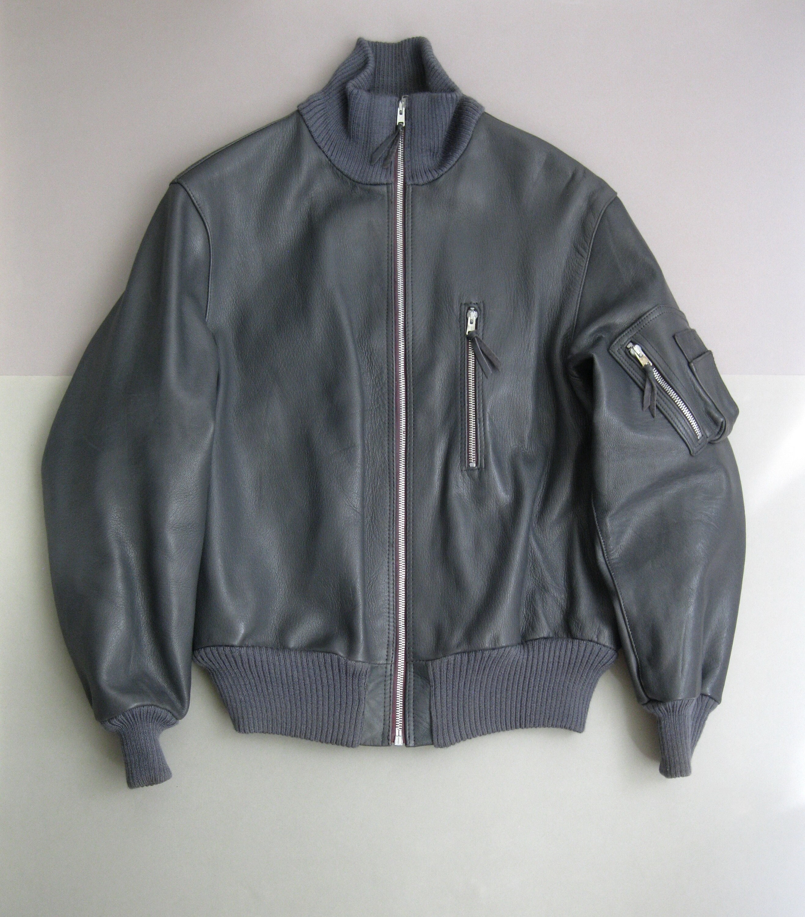 Vtg 60s-70s Double Breasted German Police Black Leather