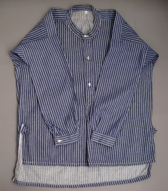 Vintage 70s Work Striped Shirt 1970s Fisherman's S