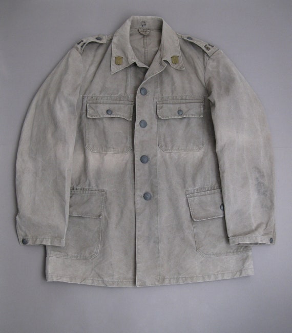Vintage German Army Shirt Uniform Khaki Cotton Military