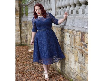 navy blue lace dress for wedding