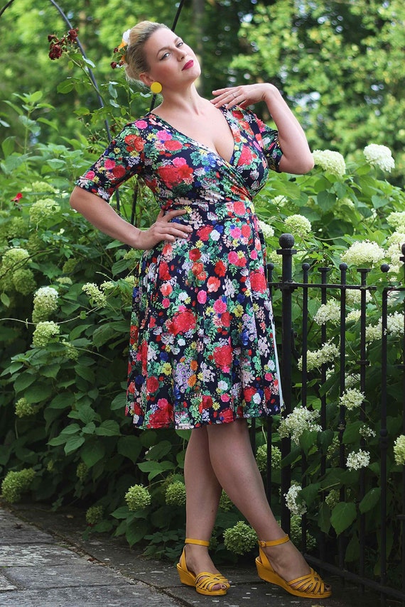 Matilda Navy Blue Midnight Garden Floral Wrap Dress - Etsy Matilda Navy Blue Midnight Garden Floral Wrap Dress - Etsy