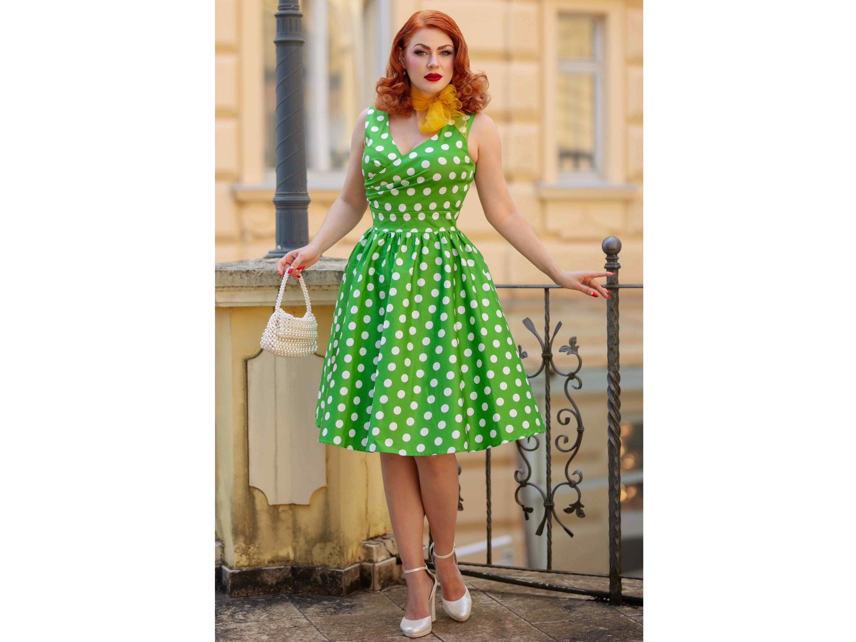 slim fit dress slacks Unique Vintage Delores 1950s Emerald Green Swing Dress main image 1