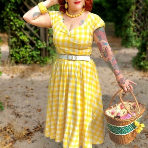 Lily Off Shoulder Yellow Gingham Dress image 3