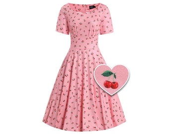Brenda Pink Cherry 50s Style Dress