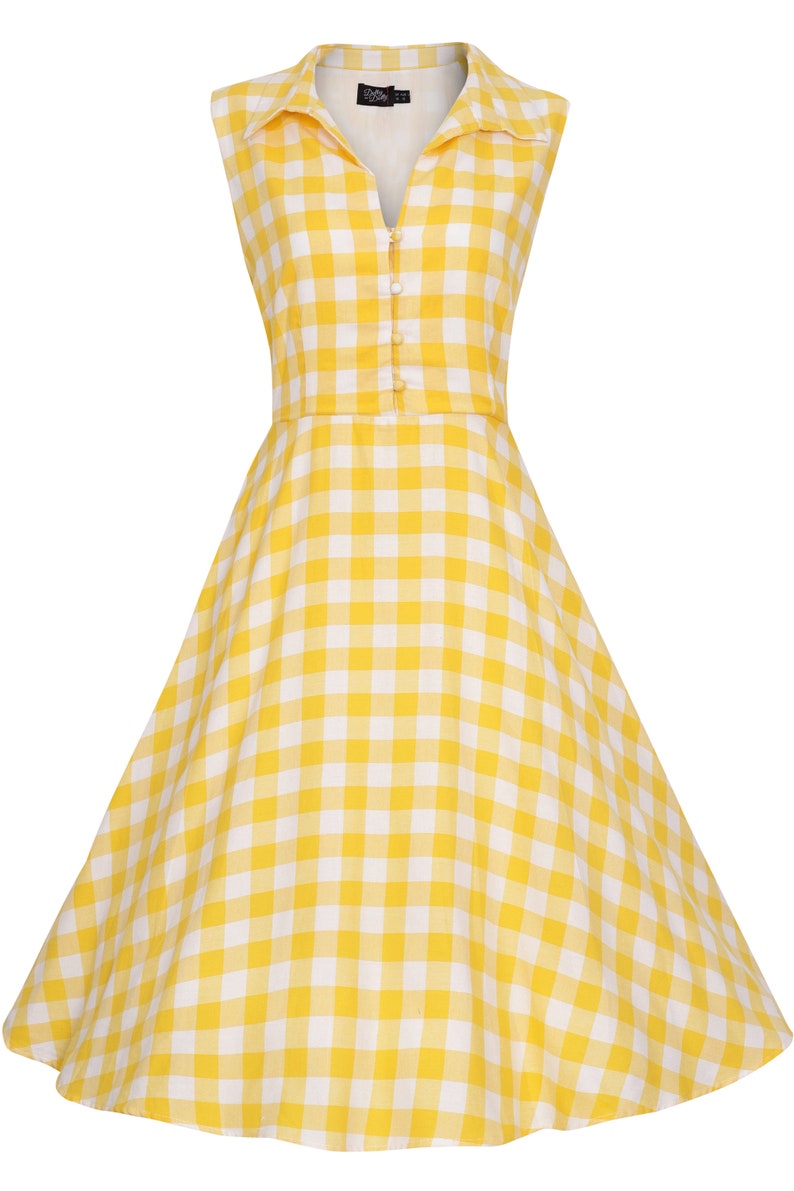 Poppy Yellow Gingham Shirt Dress Etsy UK