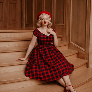 tartan dresses for ladies uk Way Out West' Black Watch Tartan 50s Style Swing Dress. With Pockets!