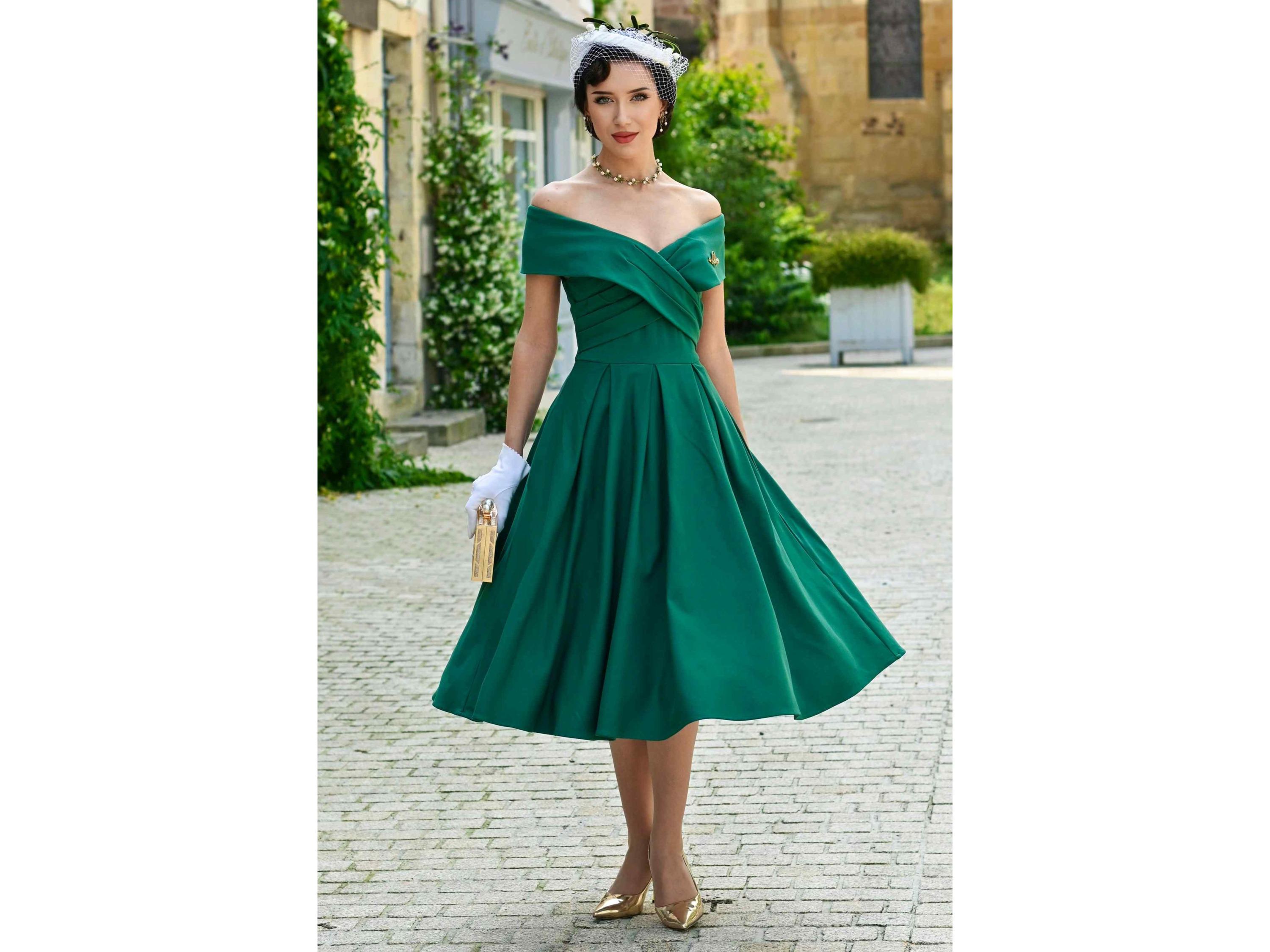 Emerald off Shoulder Dress