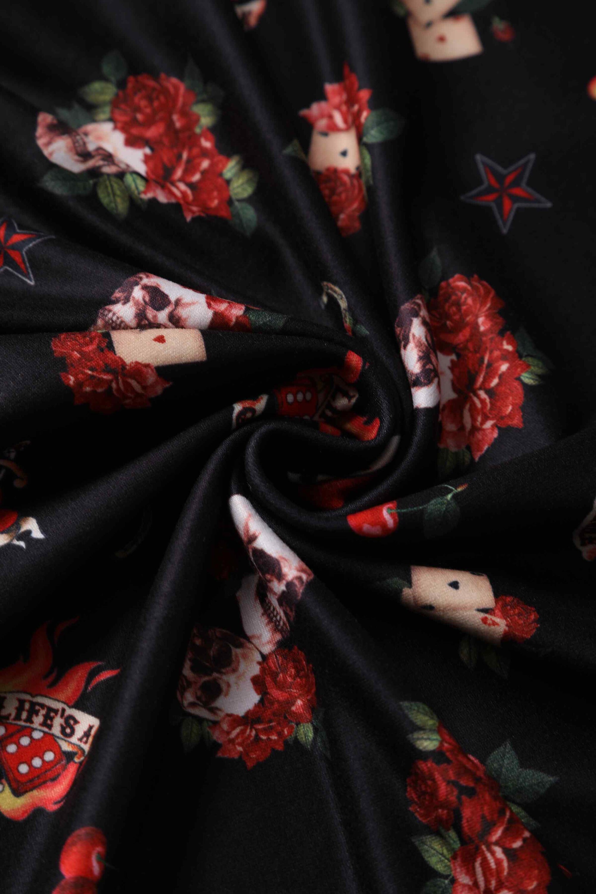 black dress skulls and roses Billie Black Rockabilly Skull & Rose Dress