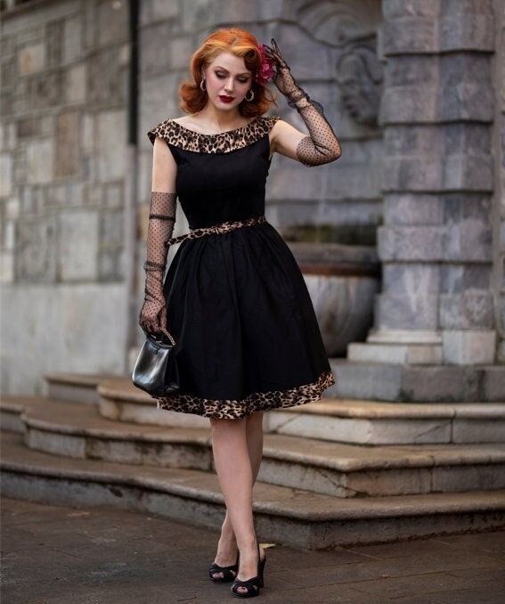 Leopard print shop rockabilly dress
