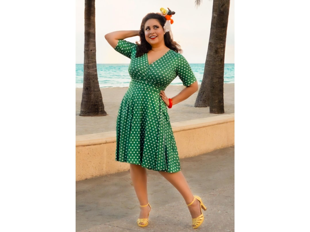 Matilda Green Polka Dot Wrap Dress
