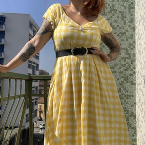 Lily Off Shoulder Yellow Gingham Dress image 10