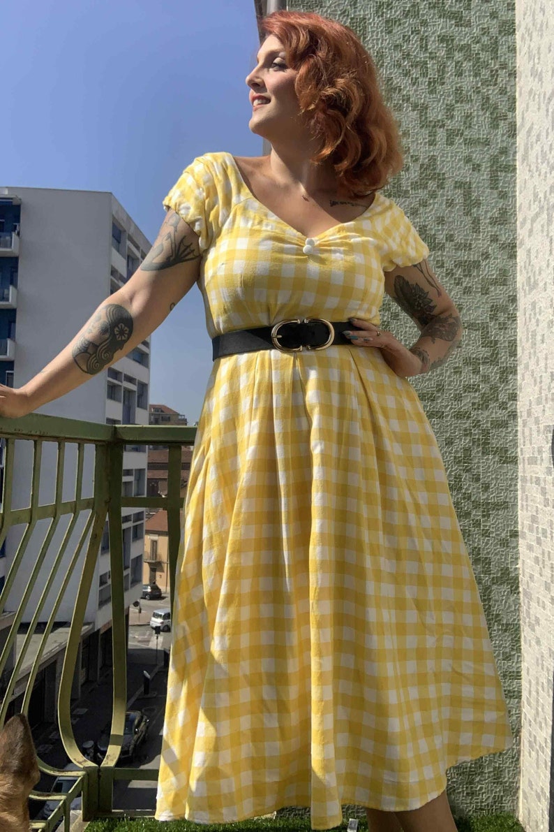 Lily Off Shoulder Yellow Gingham Dress image 10