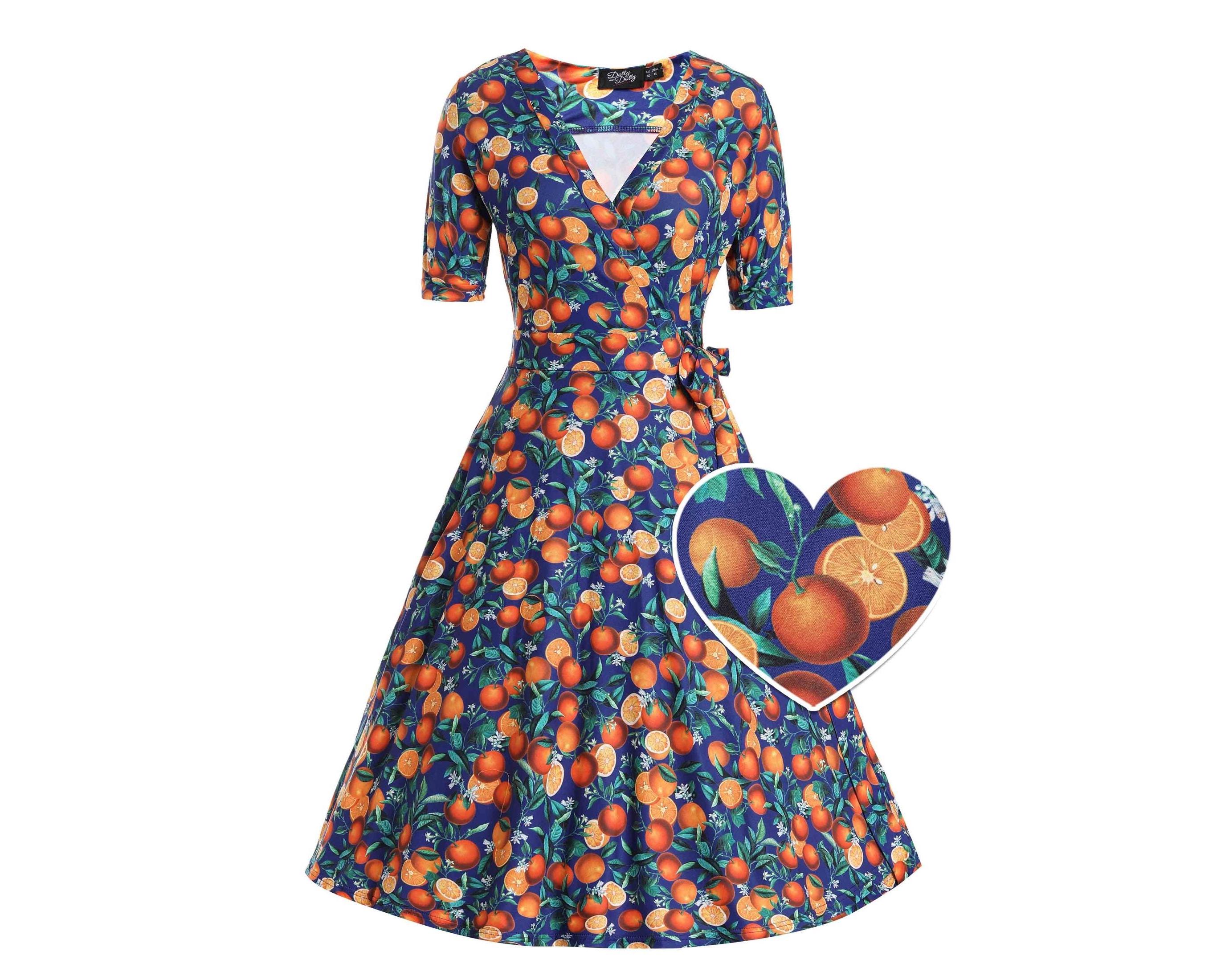 navy blue and orange dress Orange Navy Blue And White Chevron Zigzag Pattern Chevron A-Line Dress by SqueakyRicardo