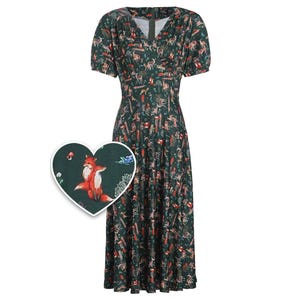 Julia Dark Green Woodland Sleeved Dress