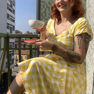 Lily Off Shoulder Yellow Gingham Dress image 9