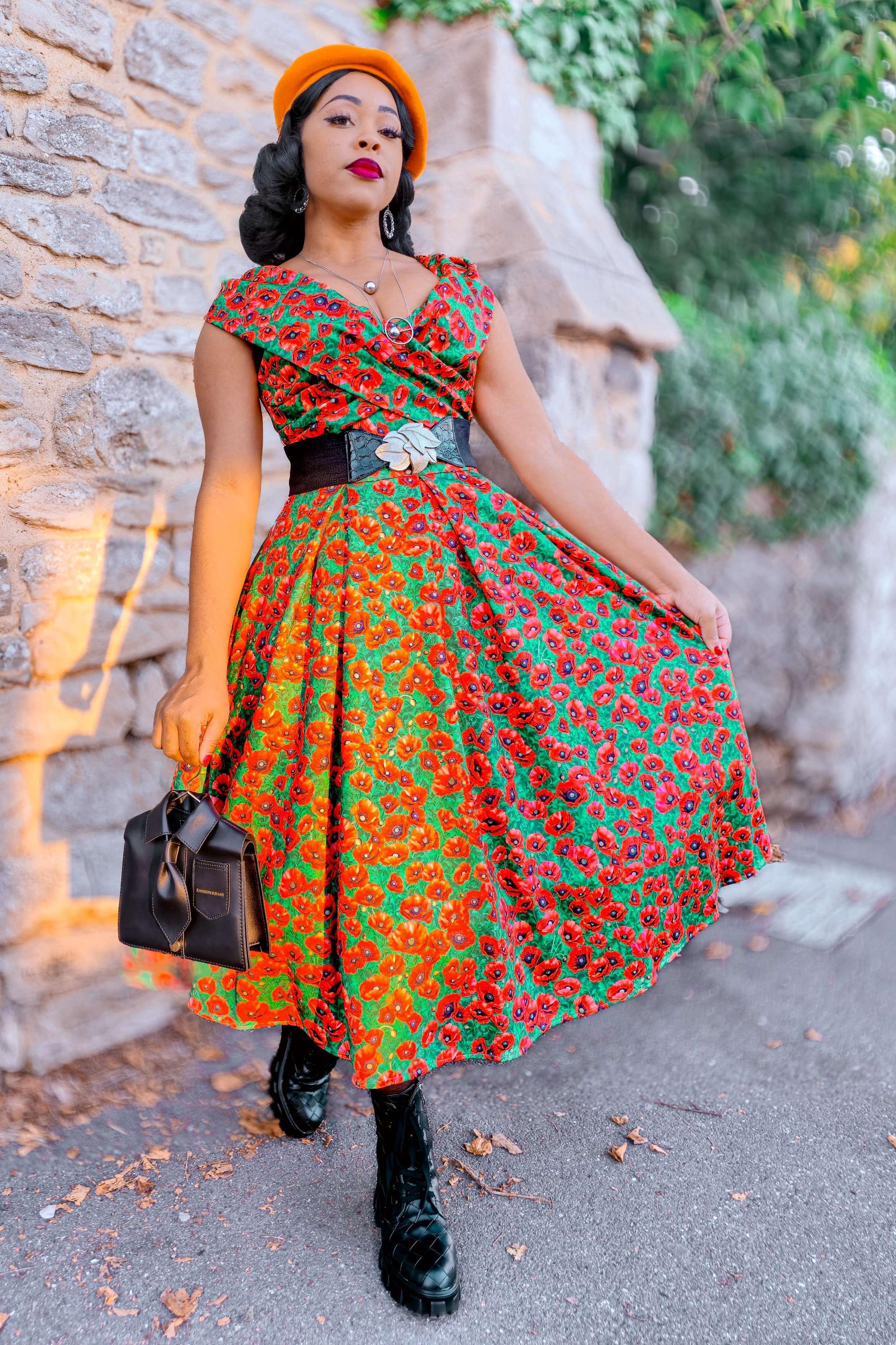 Beverly Red Poppy Garden off Shoulder Dress - Etsy