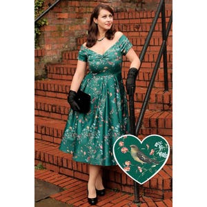 Lily Green Bird Forest Off Shoulder Swing Dress