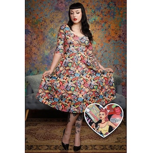 Scarlette Long Sleeved Pop Art Midi Dress