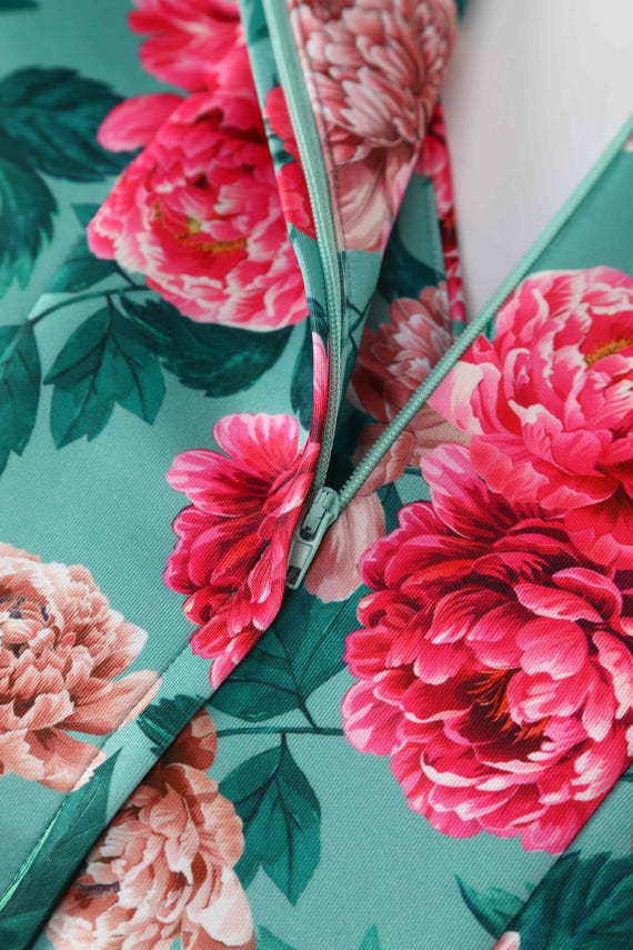 Lily Pink Peony off Shoulder Dress in Mint Green - Etsy