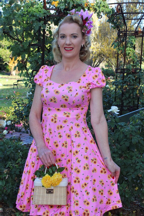 pink sunflower dress DUSKY PINK SUNFLOWER TUNIC / DRESS SIZE M -XL  Moonbeams and Mayhem