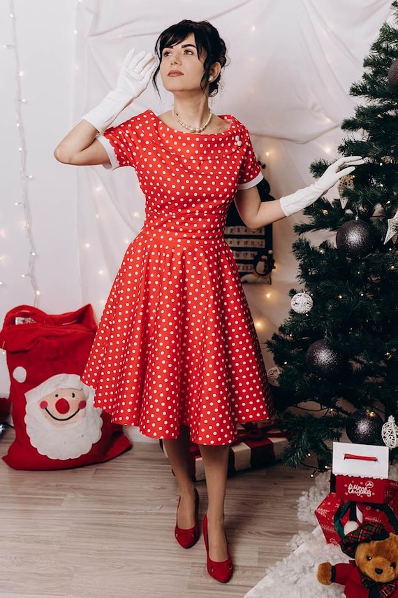 open lace back dress CurveWow Wrap Angel Sleeve Pleated Midi Dress Red Polka Dots – Curvewow main image 1