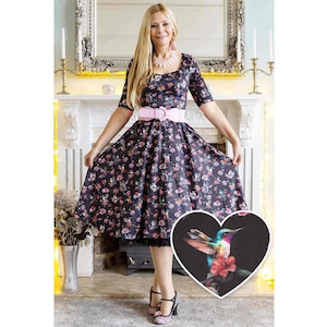 Scarlette Black Hummingbird Midi Dress