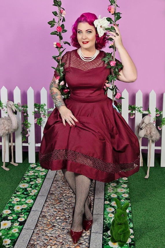 burgundy long sleeve lace dress Burgundy Mary Jane Heels main image 0