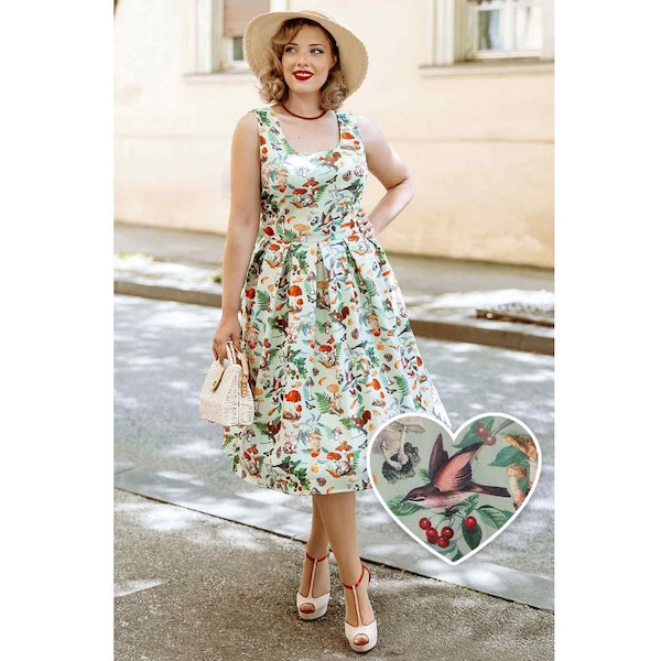 Amanda Woodland Flared Dress In Tea Green