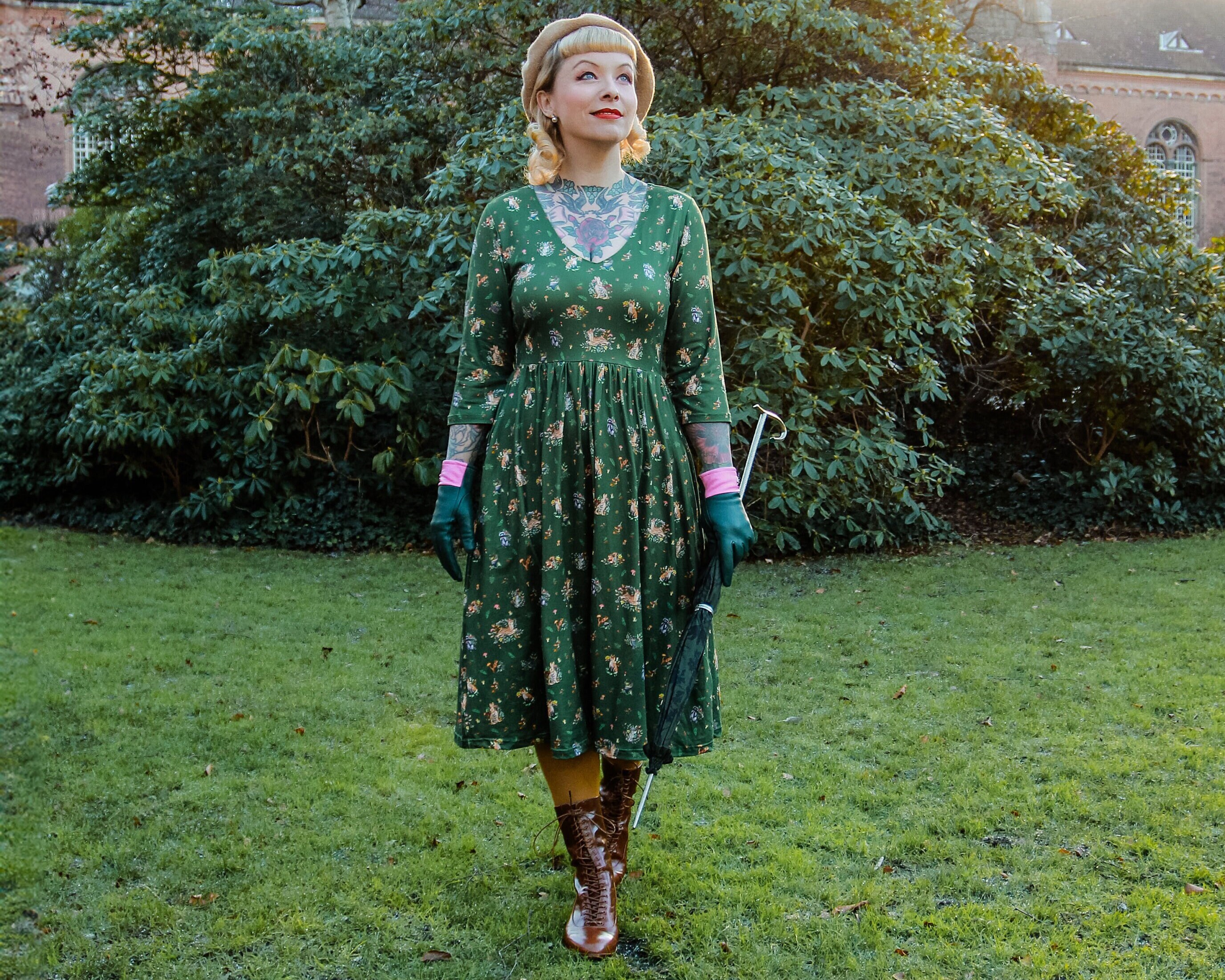 Billie Green Woodland Fox & Owl Dress - Etsy Billie Green Woodland Fox & Owl Dress - Etsy
