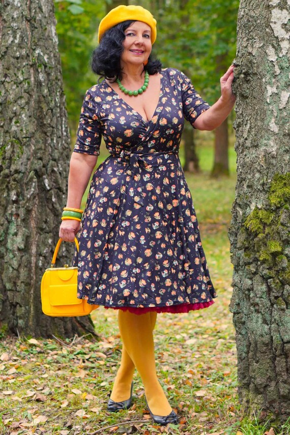 Matilda Black Mushroom Wrap Dress - Etsy