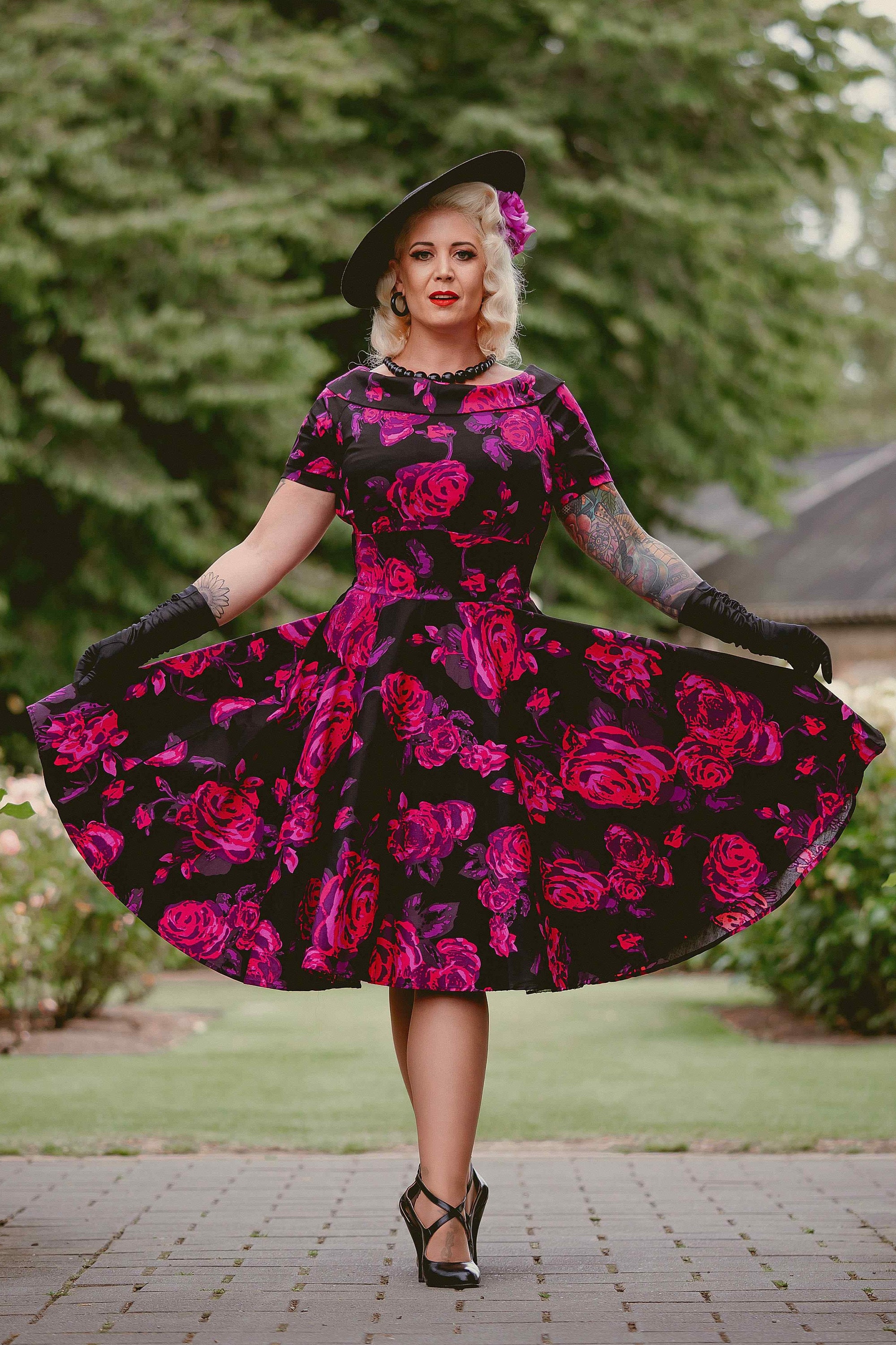 open lace back dress Hell Bunny Camille Roses 50's Swing Dress Mint