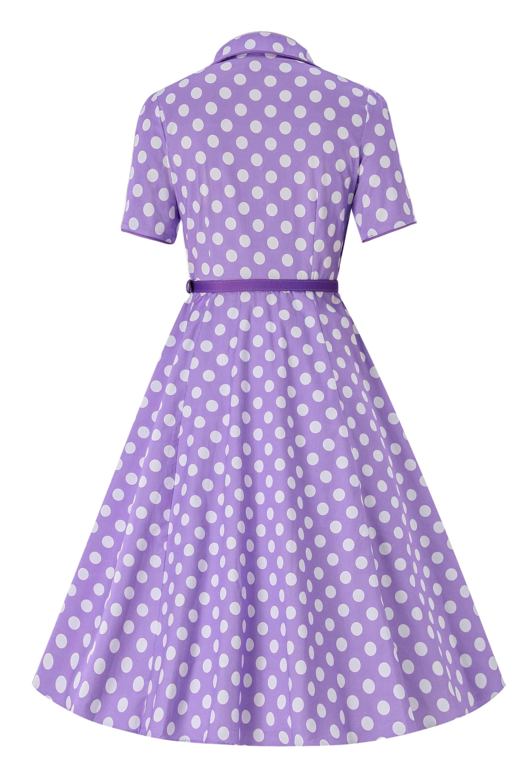 Mabel Lilac Polka Dot Midi Shirt Dress - Etsy