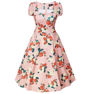 Fifties Style Vintage Inspired Light Pink in Strawberry Print