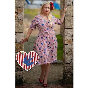 Matilda Old School Tattoo Red Striped Wrap Dress