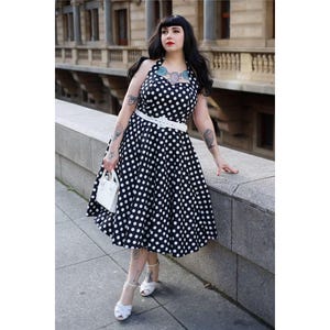 Robe noire dos nu Daisy à pois