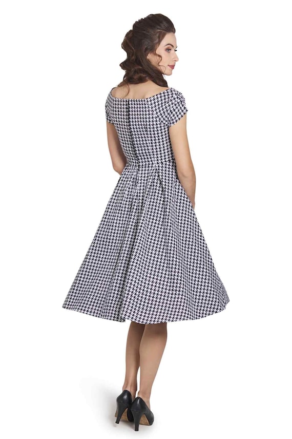 Lily Houndstooth Sleeved Full Circle Dress in Black/white - Etsy