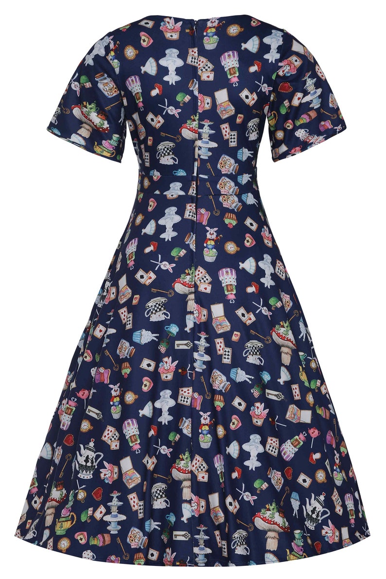 Dapper Day Outfit Ideas | Vintage Disney Dresses     Janice Wonderland Petal Sleeved Flared Dress  AT vintagedancer.com