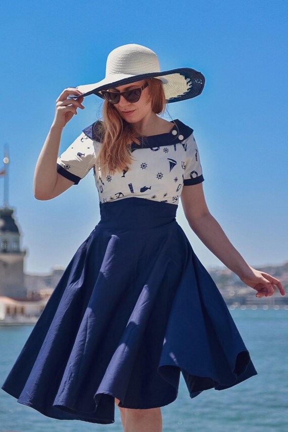 navy blue nautical dress Nautical Charm Mini Dress in Navy M / Navy