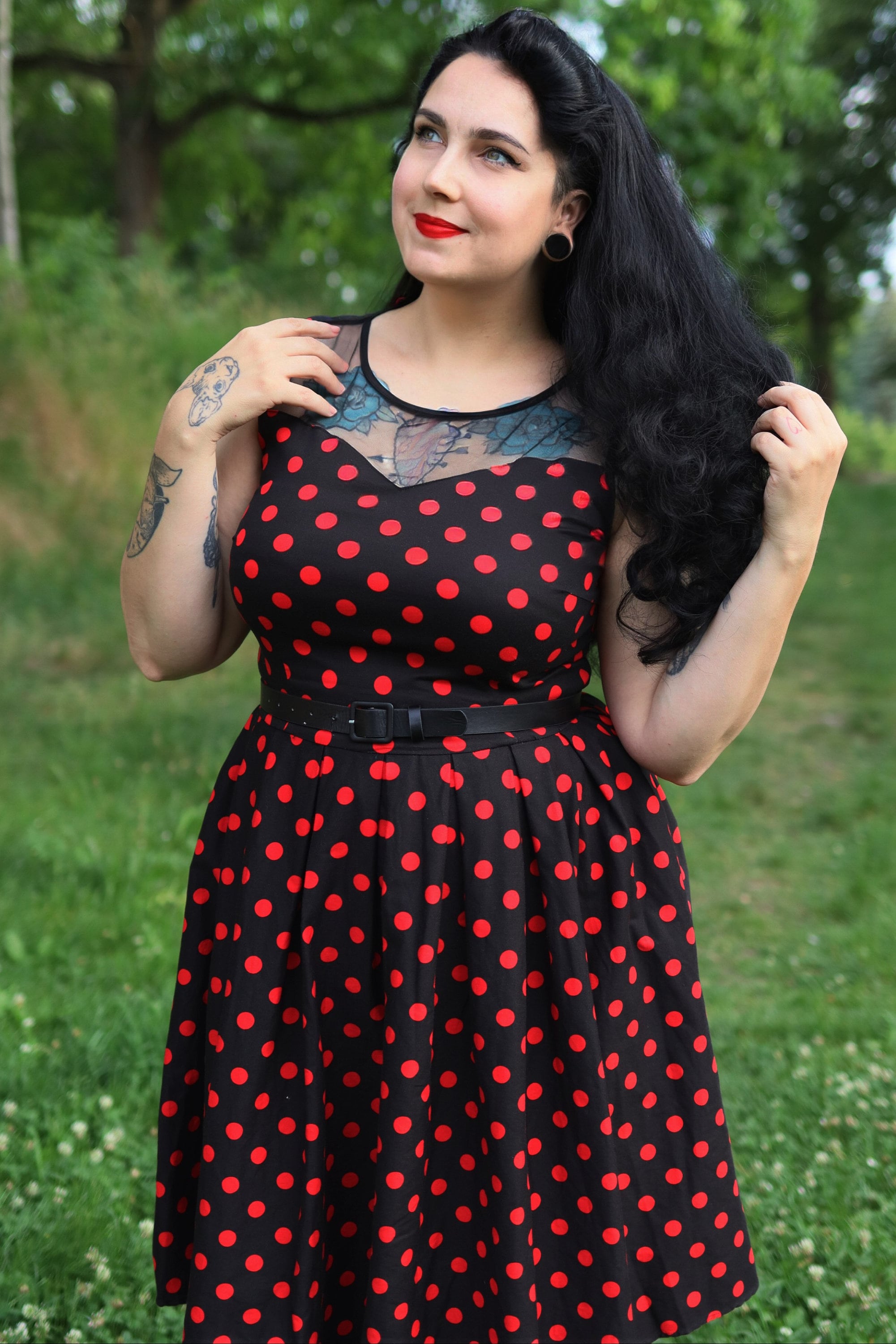 white christmas dresses 1950s Red & White Polka Dot Dress, Sz. Xs/S main image 0