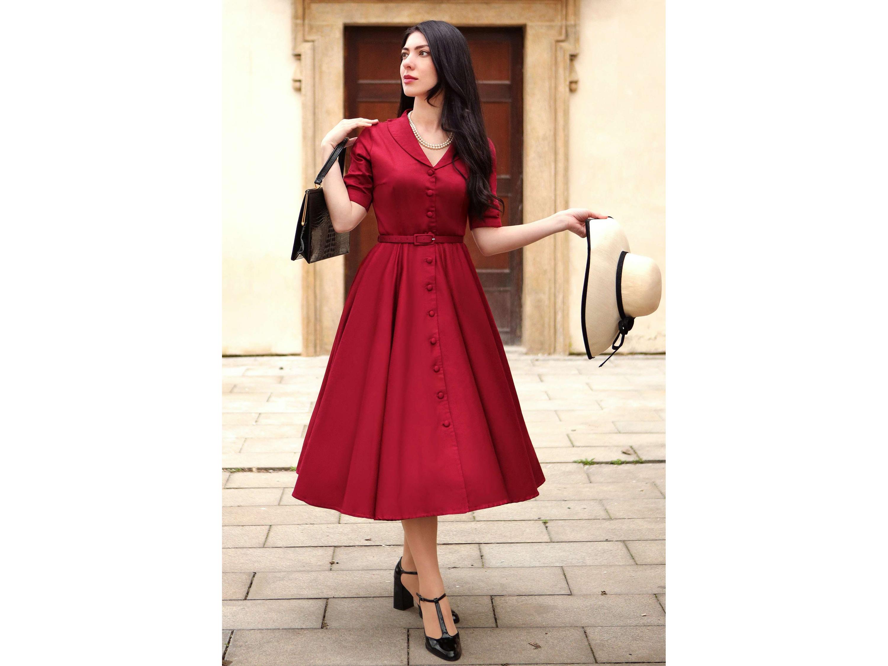 red circle skirt dress Chic Autumn Outfit Ideas with a Red Circle Skirt