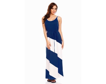 Mia Suri Blue Striped Maxi Dress