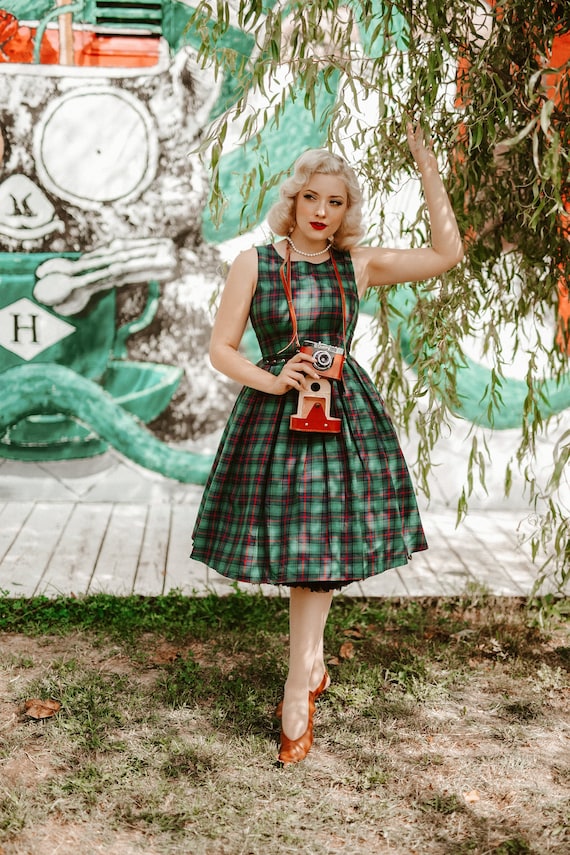 Red Plaid Penelope Skirt (Suspender or No suspender)