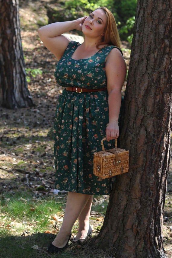 Amanda Green Woodland Forest Swing Dress - Etsy Amanda Green Woodland Forest Swing Dress - Etsy