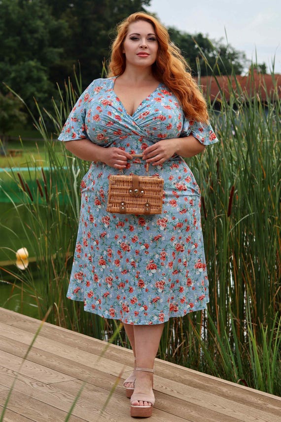 blue poppy dress Donna Baby Blue Poppy Day Dress