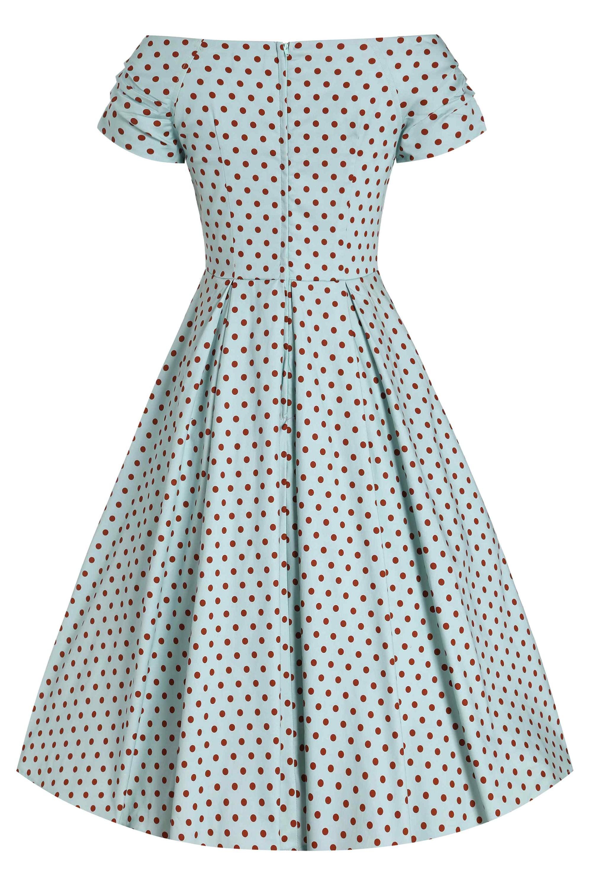 Lily Baby Blue Off-shoulder Dress With Red Polka Dots - Etsy