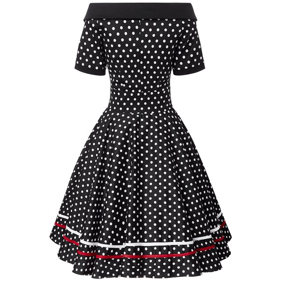 Darlene Rockabilly 50s Style Black/white Polka Dots Swing Dress - Etsy
