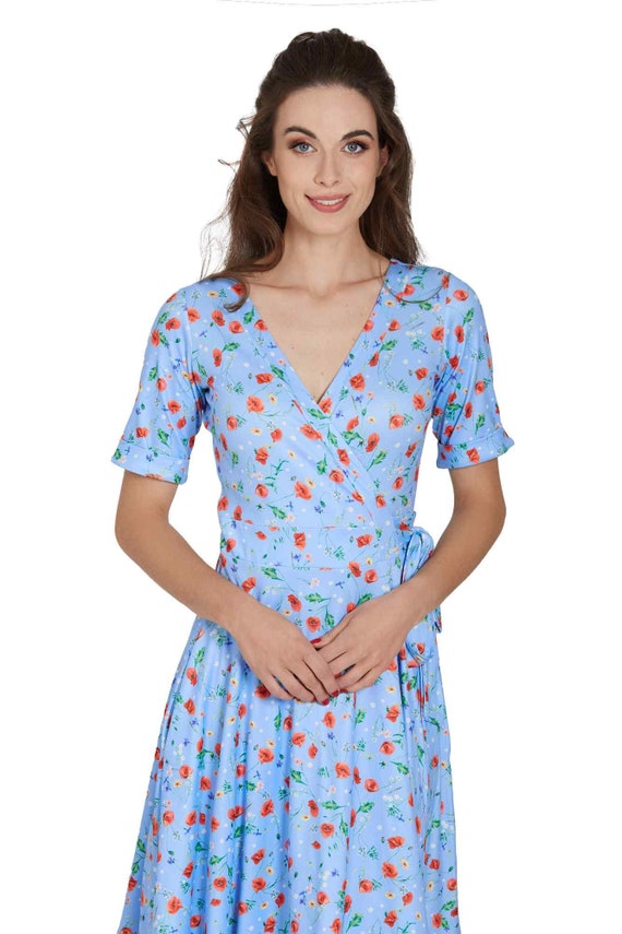 blue poppy palmerston dress Sleeveless Ruffle Button Up Maxi Dress L main image 1