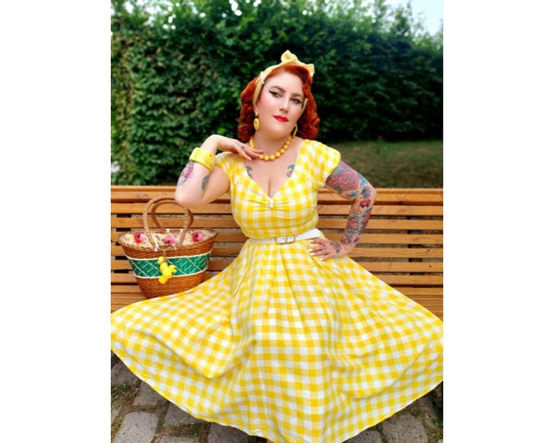 Lily Off Shoulder Yellow Gingham Dress image 2