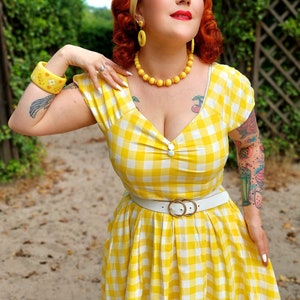 Lily Off Shoulder Yellow Gingham Dress image 5