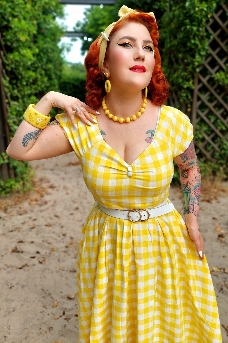 Lily Off Shoulder Yellow Gingham Dress image 5